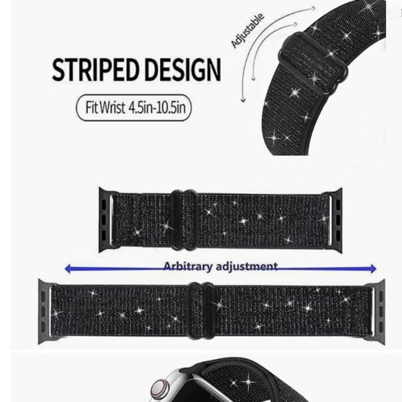 NWT SET OF 6 METALLIC Apple Watch Adjustable Elastics Replacement Wristbands - Picture 3 of 4